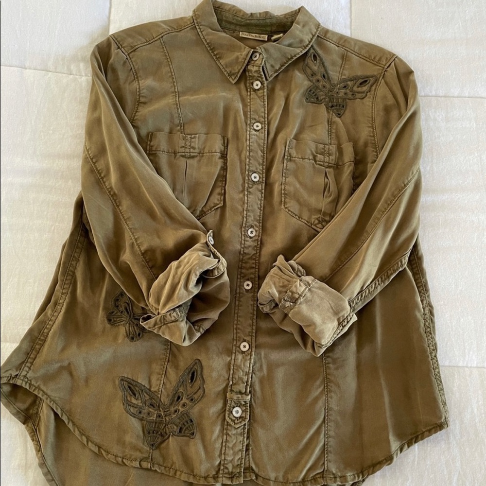 Anthropologie Holding Horses Olive Button Up